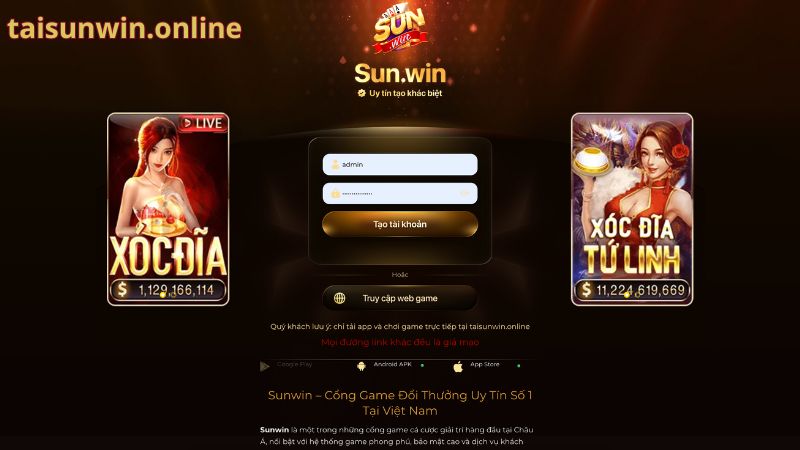 Thiết kế giao diện cổng game Sunwin hiện đại dễ dùng 